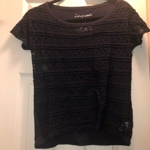 Navy front lace shirt